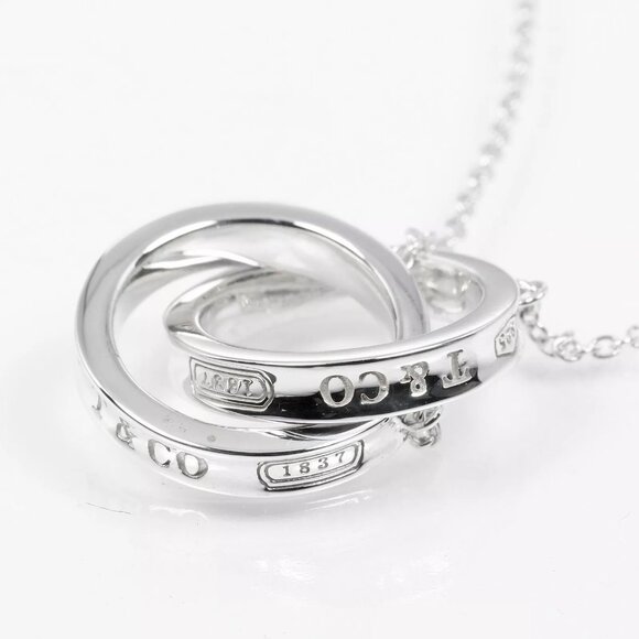 TIFFANY&Co. 1837 Interlocking Circle Necklace Silver925 4.3g Women - Picture 5 of 8